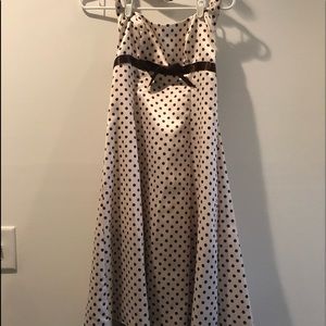 Zum Zum Satin Halter dress,  White with Brown Polka Dots